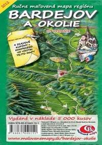 Ručne maľovaná mapa regiónu Bardejov a okolie