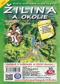 Ručne maľovaná mapa regiónu Žilina a okolie