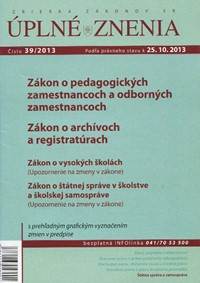 UZZ 39/2013 Zákon o pedagogických zamestnancoch a odborných zamenstnancoch