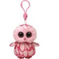 Plyš očka přívěšek růžová sova