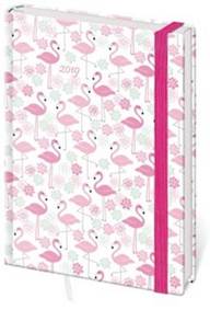 Diář 2019 A5 LYRA denní s gumičkou  Flamingo