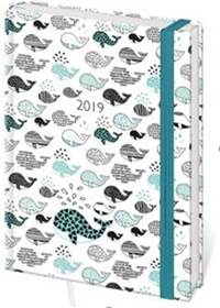 Diář 2019 A5 LYRA denní s gumičkou Whales