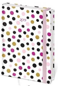 Diář 2019 A5 LYRA denní s gumičkou Dots