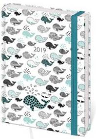 Diář 2019 A5 LYRA týdenní s gumičkou Whales