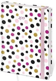 Diář 2019 A6 LYRA týdenní s gumičkou Dots
