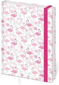 Diář 2019 B6 LYRA týdenní s gumičkou Flamingo