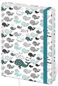 Diář 2019 B6 LYRA týdenní s gumičkou Whales