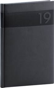 Týdenní diář Aprint 2019, černý, 15 x 21