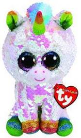 Beanie Boos Flippables Pixy s flitry bílý jednorožec 15 cm