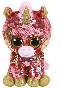 Beanie Boos Flippables Sunset s flitry růžový jednorožec 15 cm