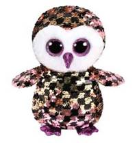 Beanie Boos Flippables Checks s flitry černo/ružovo/zlatá sova 15 cm