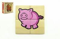 Puzzle Moje první zvířátka dřevěné 4 ks pro nejmenší v krabičce