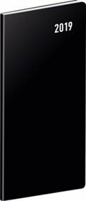 Vreckový diár Čierny SK 2019, plánovací mesačný, 8 x 18 cm