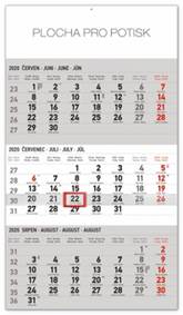 Nástěnný kalendář 3měsíční standard šedý