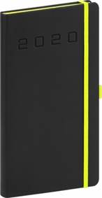 Kapesní diář Nox 2020, černý-zelený 9 ×