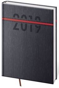 Diář 2019 týdenní A5 Stripes černo/červený