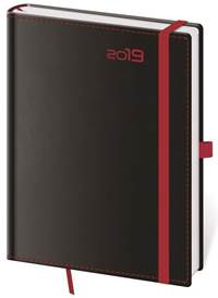 Diář 2019 týdenní B6 Black Red s poutkem