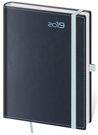 Diář 2019 týdenní B6 Double Blue s poutkem