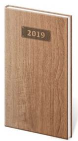 Diář 2019 kapesní Wood sv. hnědý