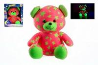 Medvídek svítící ve tmě růžový/zelený