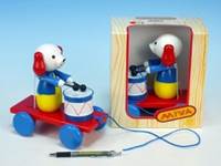 Pes s bubnem dřevo tahací