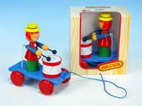 Šašek s bubnem dřevo tahací