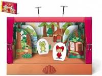 Divadlo loutkové papírové s oponou 6 ks postaviček v krabici