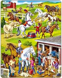 Starostlivosť o kone - puzzle Larsen (50 dielikov)