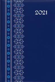 Denný diár 2021 - Print folk modrý (A5)