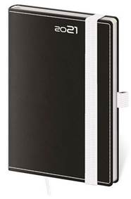 Diář 2021 týdenní kapesní Black&White s poutkem na propisku