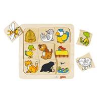 Dřevěné puzzle Kdo bydlí kde? 9 dílků