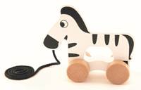 Dřevěná zebra na provázku