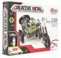 Stavebnice kovová vojenská tříkolka motorka 139 dílků v krabici