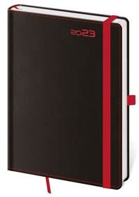 Diář 2023 denní A5 Black Red s poutkem na propisku