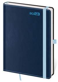 Diář 2023 týdenní A5 Double Blue s poutkem na propisku