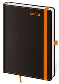 Diář 2023 týdenní A5 Black Orange s poutkem na propisku
