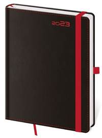 Diář 2023 týdenní B6 Black Red s poutkem na propisku