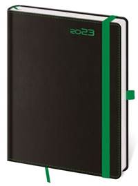 Diář 2023 týdenní B6 Black Green s poutkem na propisku