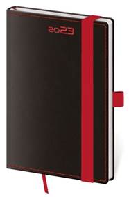 Diář 2023 týdenní kapesní Black Red s poutkem na propisku