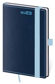 Diář 2023 týdenní kapesní Double Blue s poutkem na propisku