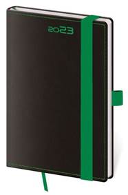 Diář 2023 týdenní kapesní Black Green s poutkem na propisku