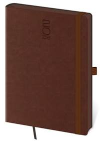 Diář 2023 denní A5 Memory s gumičkou - tmavě hnědá