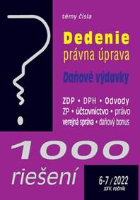 1000 riešení 6-7/2022 – Dedičské právo, Daňové výdavky