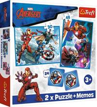 Sada 3v1 Avengers Hrdinové v akci (2x puzzle + pexeso)