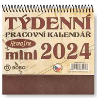 Pracovní Retro mini týdenní 2024 - stolní kalendář