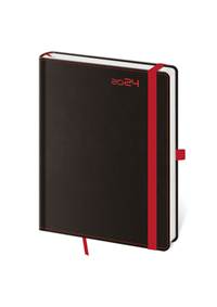 Diář 2024 týdenní B6 Black Red s poutkem na propisku