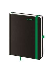Diář 2024 týdenní B6 Black Green s poutkem na propisku