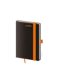 Diář 2024 týdenní kapesní Black Orange s poutkem na propisku