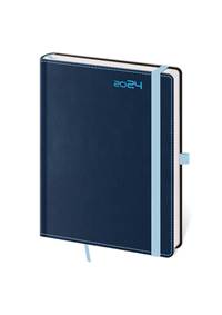 Diář 2024 týdenní B6 Double Blue s poutkem na propisku