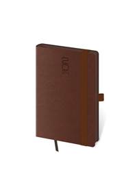 Diář 2024 týdenní kapesní Memory s gumičkou - tmavě hnědá